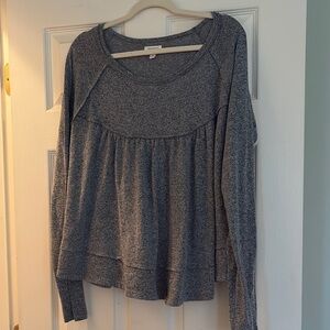 True Craft Blue Ruffled Top with Relaxed Fit